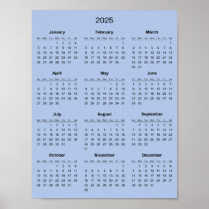 Simple Yet Elegant 2025 Calendar Poster