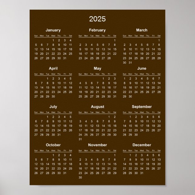 Simple Yet Elegant 2025 Calendar |  Poster (Front)
