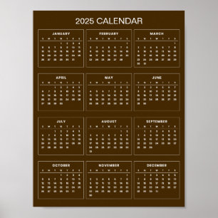 Simple Yet Elegant 2025 Calendar Poster