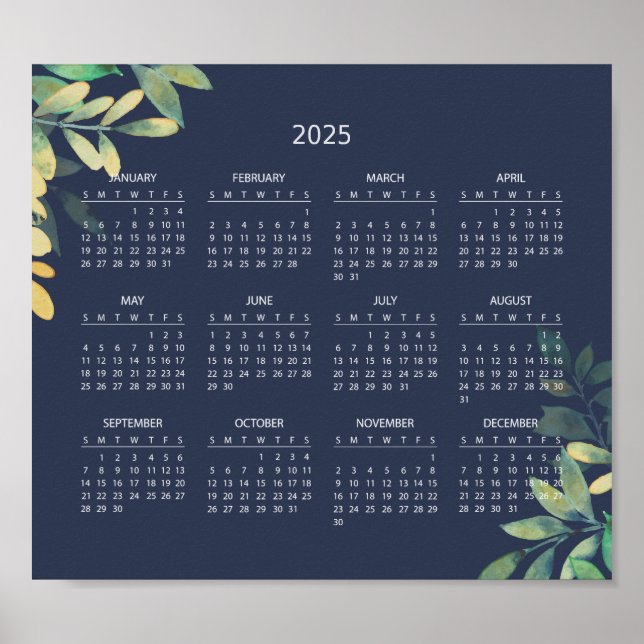 Simple Yet Elegant 2025 Calendar |  Poster (Front)