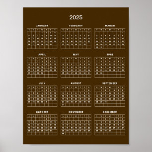 Simple Yet Elegant 2025 Calendar Poster