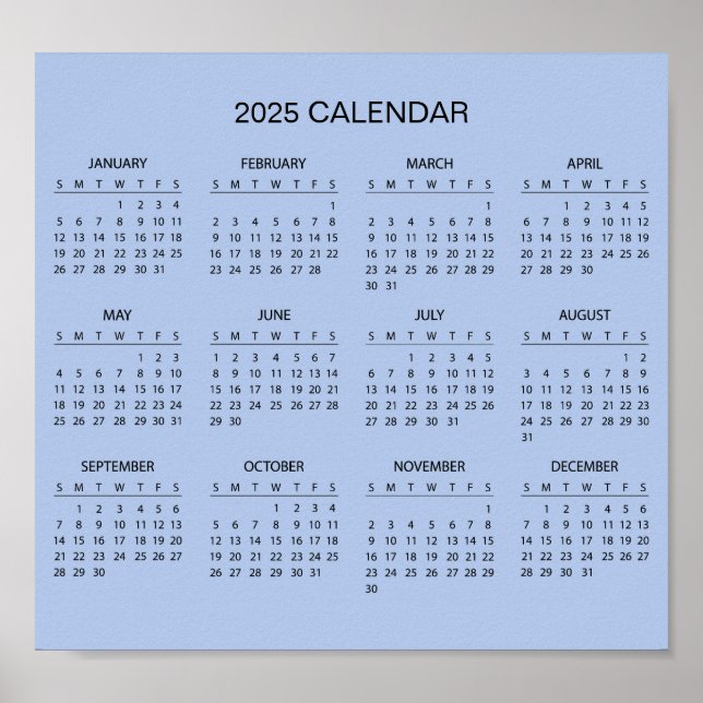 Simple Yet Elegant 2025 Calendar |  Poster (Front)