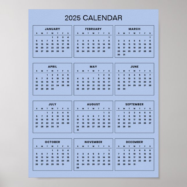 Simple Yet Elegant 2025 Calendar |  Poster (Front)