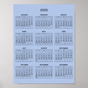 Simple Yet Elegant 2025 Calendar Poster