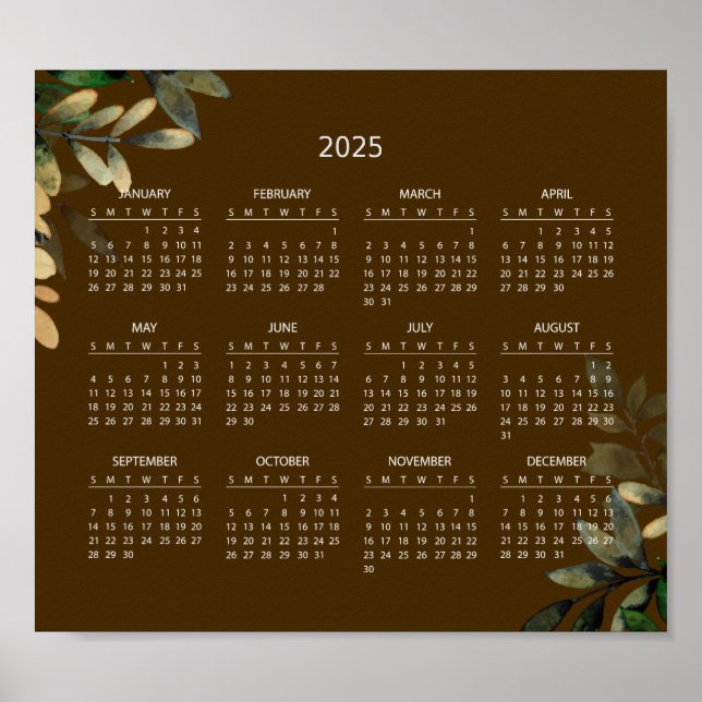 Simple Yet Elegant 2025 Calendar |  Poster (Front)