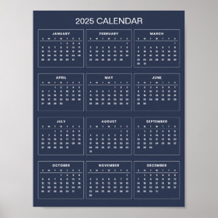 Simple Yet Elegant 2025 Calendar Poster