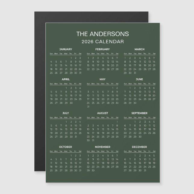Simple Yet Elegant 2026 Calendar | Magnet (Front/Back)