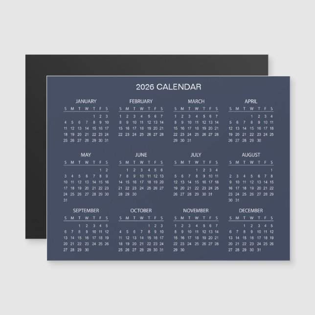 Simple Yet Elegant 2026 Calendar | Magnet (Front/Back)