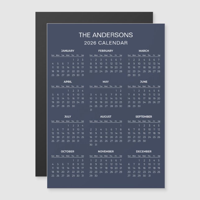 Simple Yet Elegant 2026 Calendar | Magnet (Front/Back)