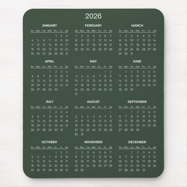 Simple Yet Elegant 2026 Calendar | Mousepad (Front)