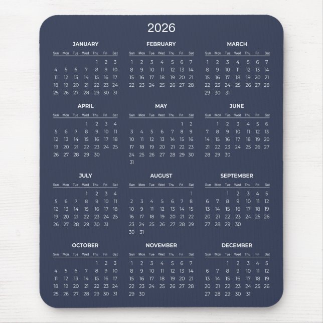 Simple Yet Elegant 2026 Calendar | Mousepad (Front)