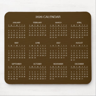 Simple Yet Elegant 2026 Calendar Mousepad