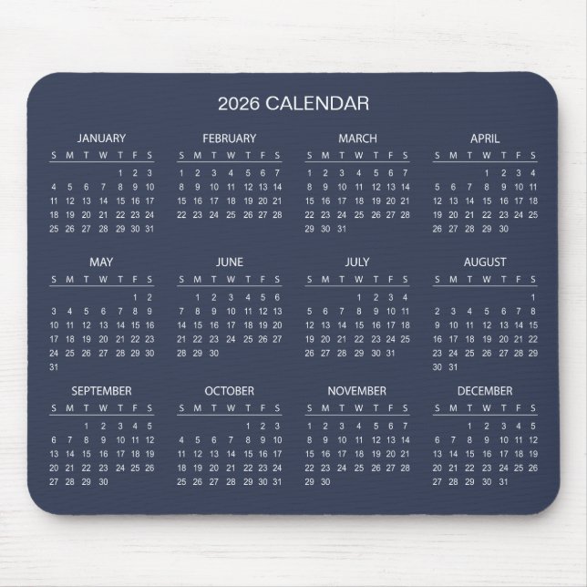 Simple Yet Elegant 2026 Calendar | Mousepad (Front)