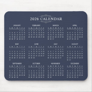 Simple Yet Elegant 2026 Calendar Mousepad