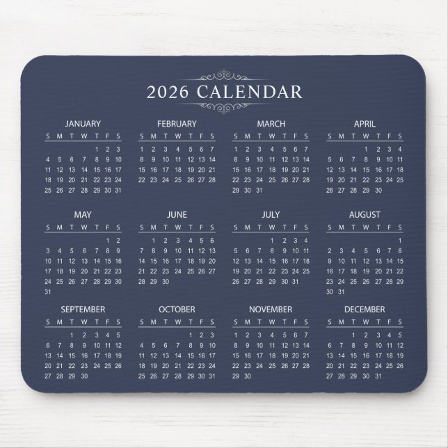 Simple Yet Elegant 2026 Calendar | Mousepad (Front)