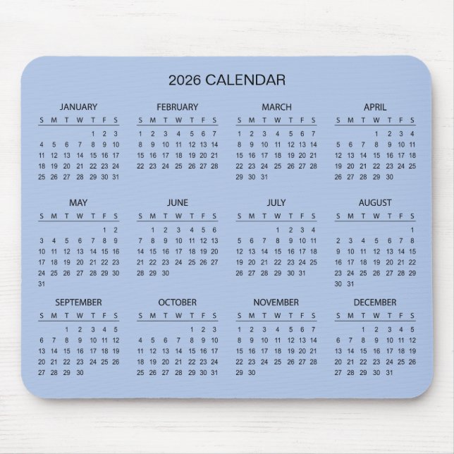 Simple Yet Elegant 2026 Calendar | Mousepad (Front)