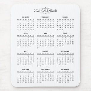 Simple Yet Elegant 2026 Calendar Mousepad