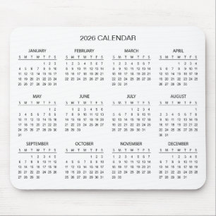 Simple Yet Elegant 2026 Calendar   Mousepad