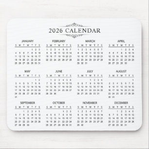 Simple Yet Elegant 2026 Calendar Mousepad