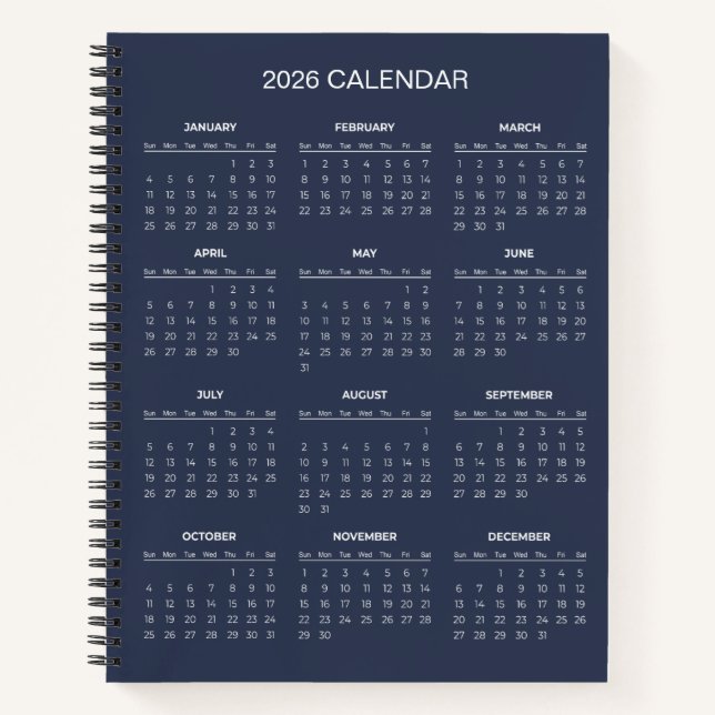 Simple Yet Elegant 2026 Calendar |  Notebook (Front)