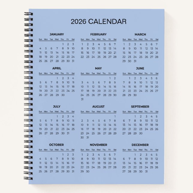 Simple Yet Elegant 2026 Calendar |  Notebook (Front)