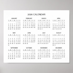 Simple Yet Elegant 2026 Calendar Poster