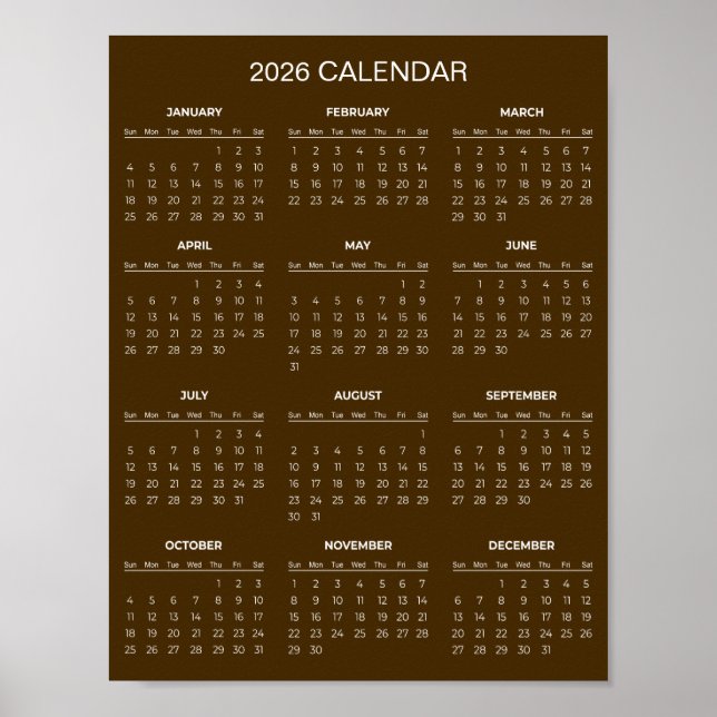 Simple Yet Elegant 2026 Calendar |  Poster (Front)