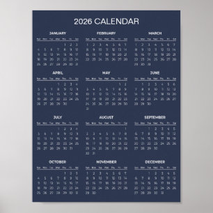 Simple Yet Elegant 2026 Calendar Poster