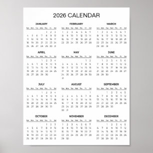 Simple Yet Elegant 2026 Calendar    Poster