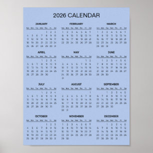 Simple Yet Elegant 2026 Calendar    Poster
