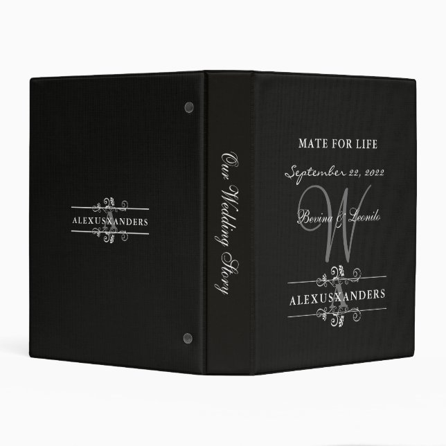 Simple Yet Elegant: Black Linen w/ Monogram Mini Binder (Background)