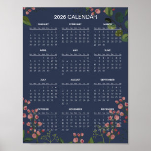 Simple Yet Elegant Floral 2026 Calendar Poster