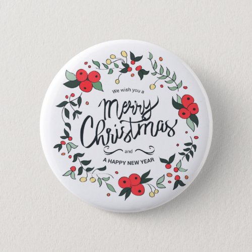 Simple yet Elegant Floral Christmas  Pin Button