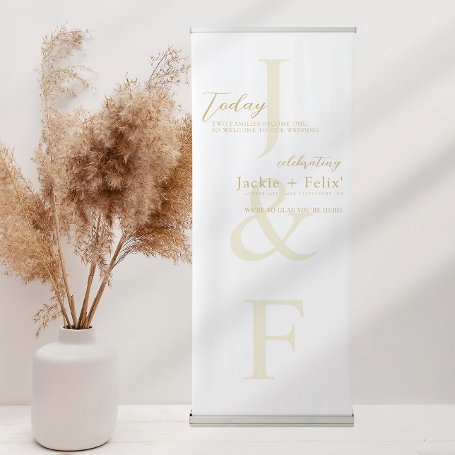 Simple yet Elegant Gold White Wedding Welcome Retractable Banner (Creator Uploaded)
