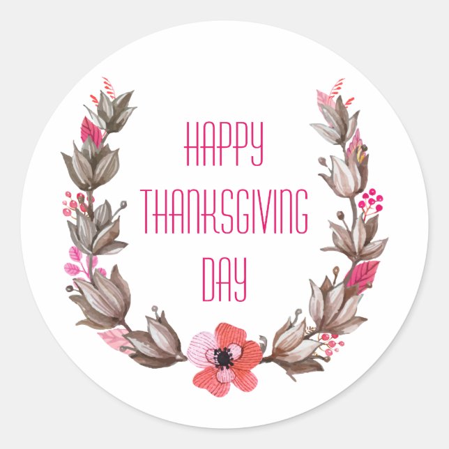 Simple yet Elegant Happy Thanksgiving Sticker Seal (Front)
