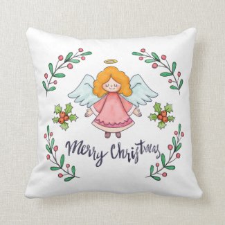 Simple yet Lovely Christmas Angel | Throw Pillow