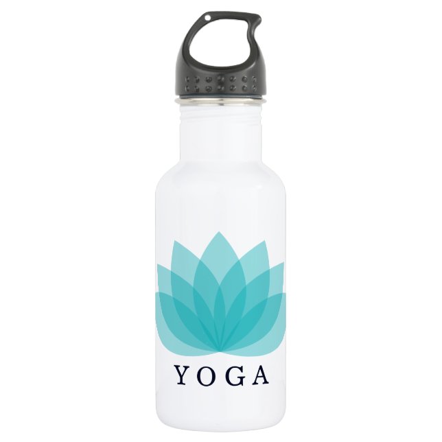 Simple Yoga Blue Lotus Water Bottle (Front)