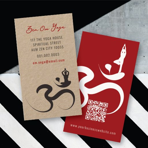Customizable Simple Yoga Om Ohm Calligraphy Zen Business Card