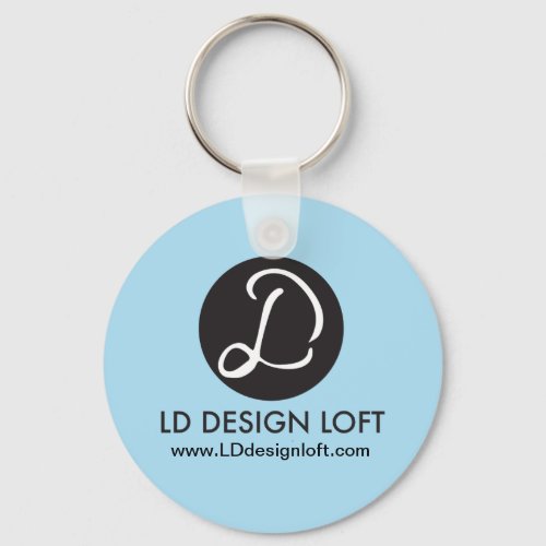 Simple Your business Logo goes Here blue Keychain