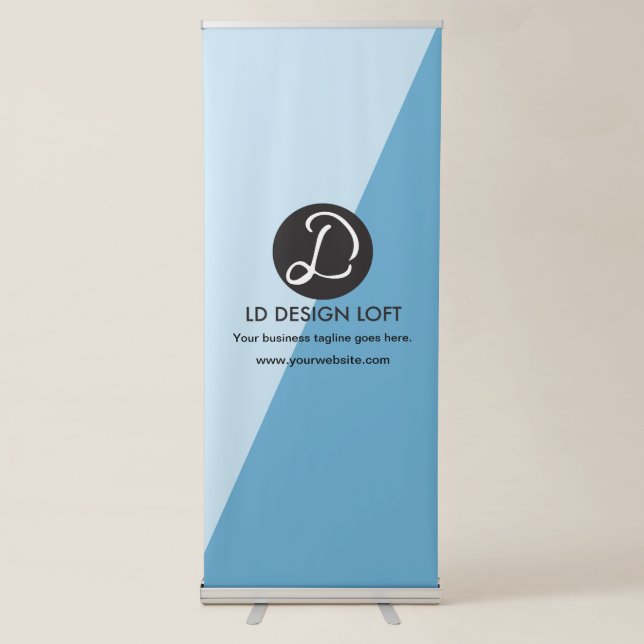 Simple Your Company logo here Blue Retractable Banner (Front)