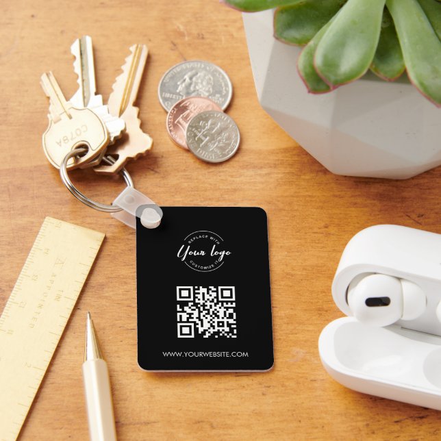 Simple Your Logo and QR code goes here Custom Keychain (Desk)