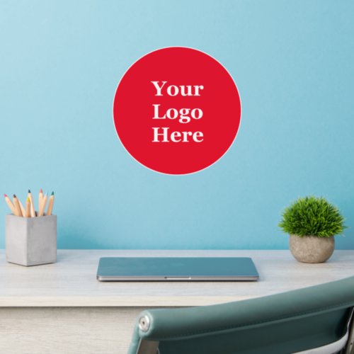 Simple Your Logo Here Bright Red Circle Template Wall Decal