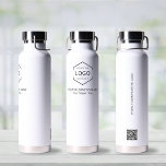 Simple Your Logo Here Company Business Website Water Bottle<br><div class="desc">Company Logo QR code Promotional Water Bottle</div>