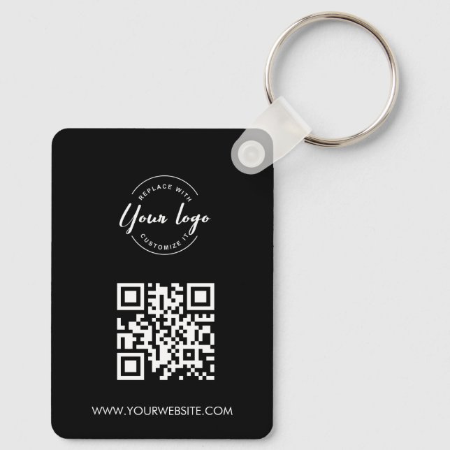 Simple Your Logo QR code goes here Custom Keychain (Back)