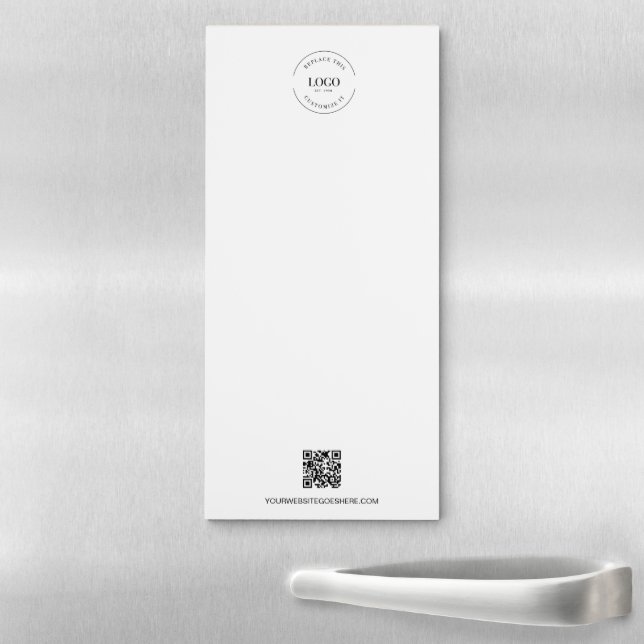 Simple Your Logo QR code website Business Magnetic Notepad (In Situ)