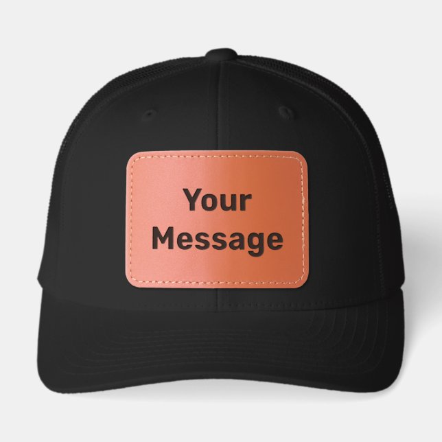 Simple Your Message Bold Font Text Template Leather Patch Hat (Front)