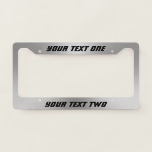 Simple Your Text Black & Silver Brushed Metal Look License Plate Frame