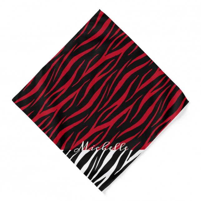 Simple Zebra Print Black White Cute Modern Pattern Bandana (Front)