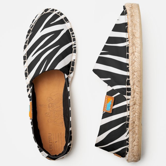 Simple Zebra Print Black White Cute Modern Pattern Espadrilles (Side)