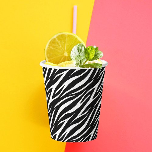 Simple Zebra Print Black White Cute Modern Pattern Paper Cups